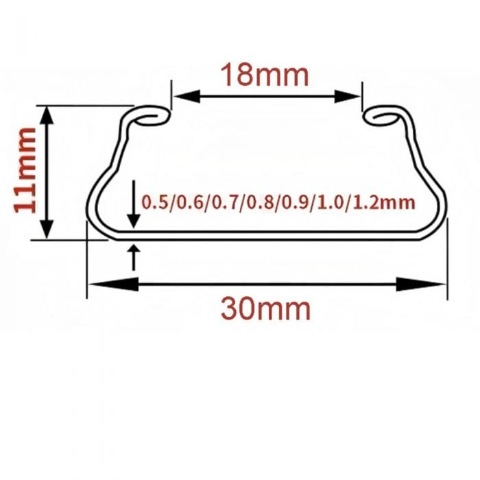 cross-section of wire-lock channel slots presents a U shaped